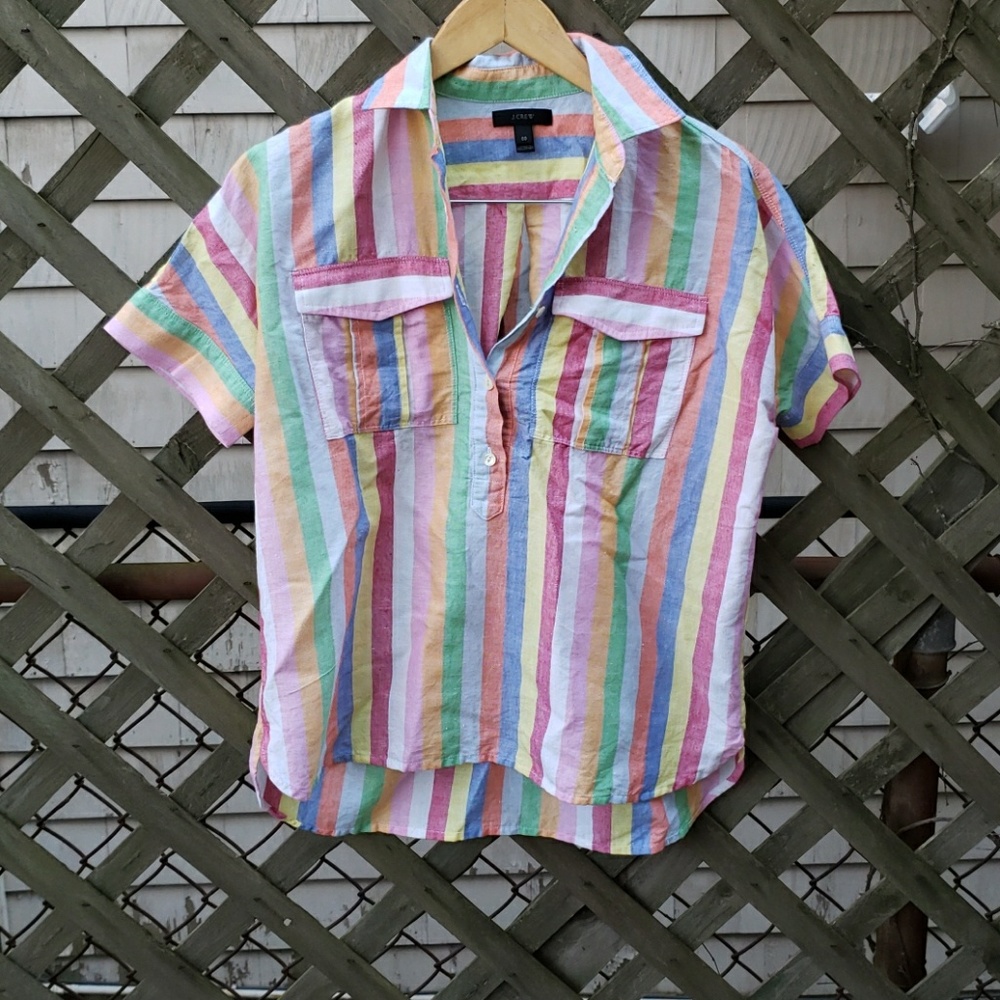 J Crew stripe popover